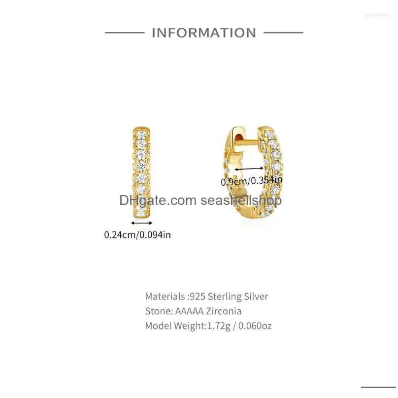 Hoop & Huggie Hoop Earrings Aide Real 925 Sterling Sier For Women Mti Row Inlaid Zircon Ear Buckle 18K Gold Plated Wedding Jewelry Gi Dhdi3