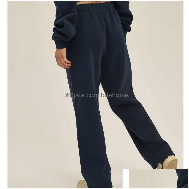 Yoga Outfit Al Yoga Scholar Straight Leg Sweatpants P Warming And Wearable High-Rise Jogger Pants Heavy Weight Casual Sportswear Uni S Dh5Qx