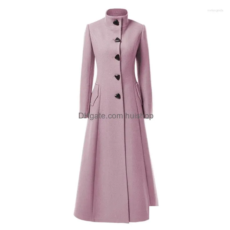 womens wool women woolen coat 2023 winter elegant jacket slim long trench thick warm tops lady vintage dress overcoat
