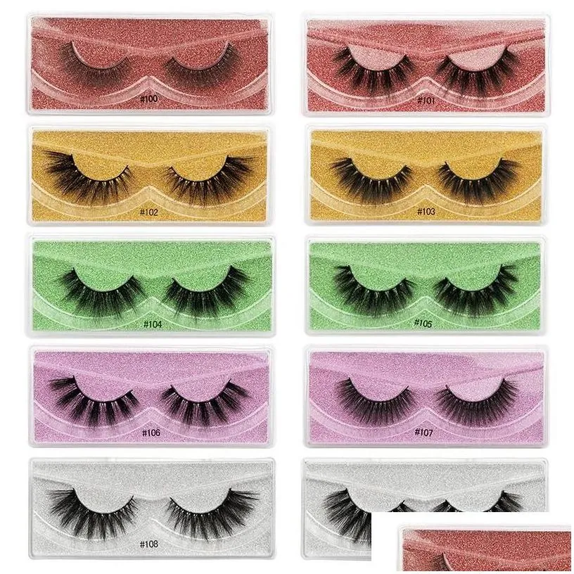 false eyelashes 3d mink lashes colorf eyelash packaging box in bk 10 style with mticolor base card handmade wholesale makeup eye las