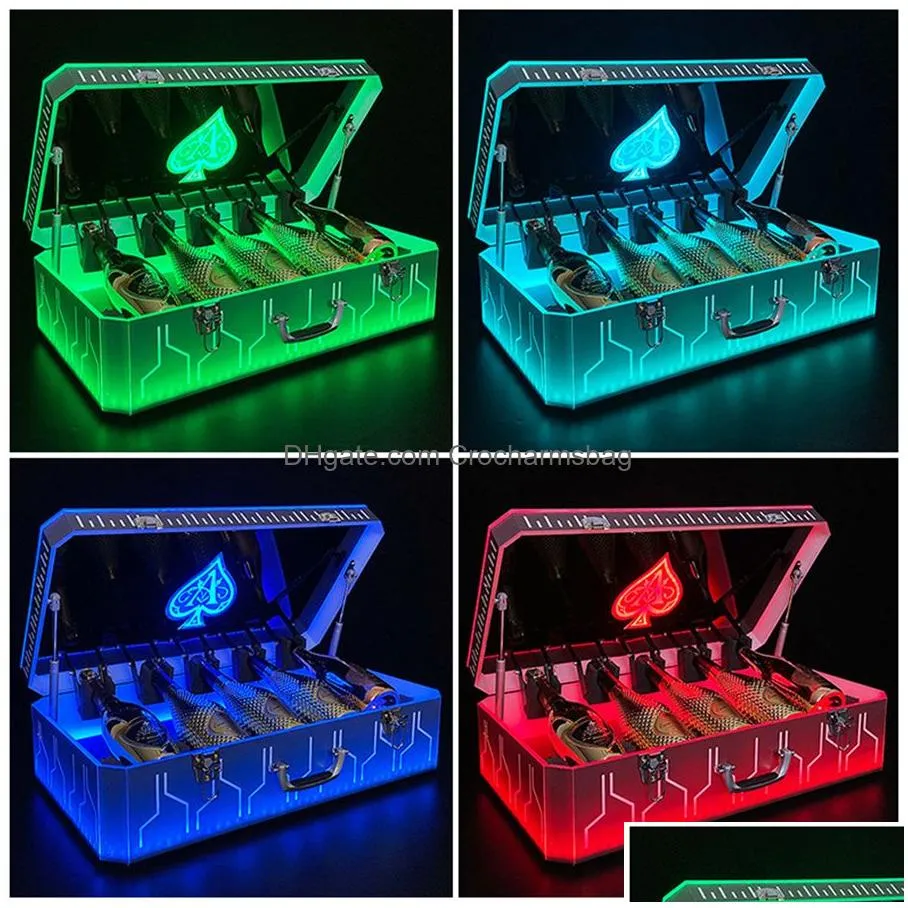 Other Event & Party Supplies Nightclub Led Dom Perignon Ace Of Spade Champagne Bottle Presenter Suitcase Display Box 5 Bottles Vip Bri Dhqmw