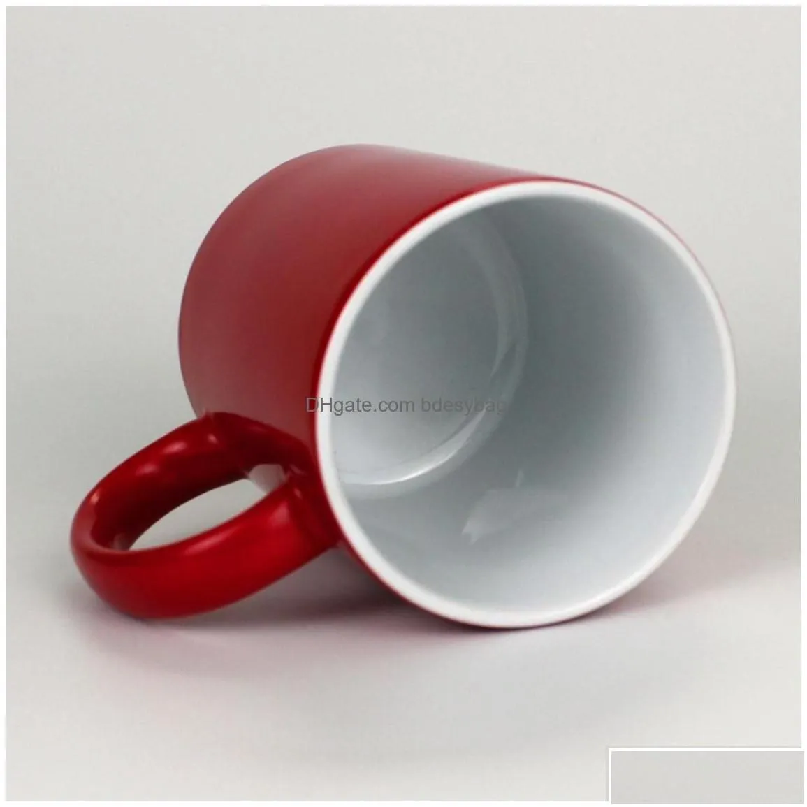 wholesale Sublimation Blanks 11 Oz Color Changing Magic Coffee Mug Ceramic Heat Sensitive Blank Milk Cups Glossy Drop Delive Dhopd