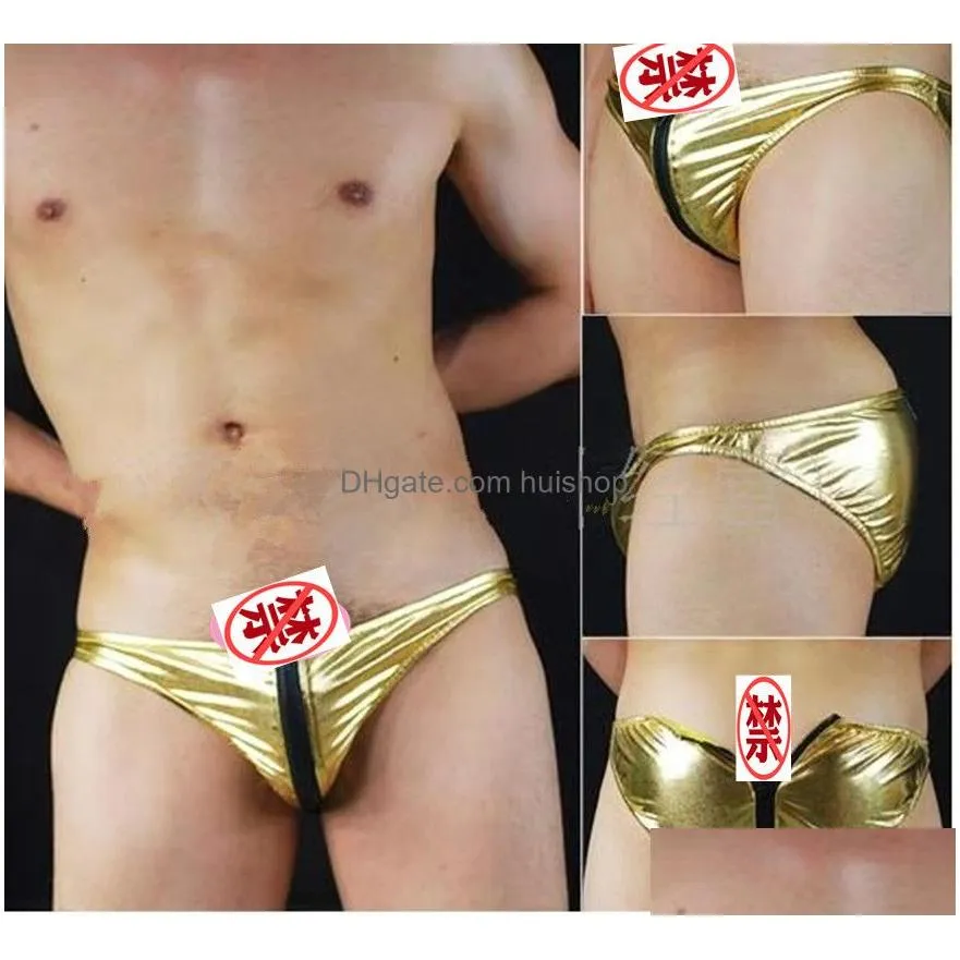 underpants mens underwear sexy passion briefs low waist sexy thong ultra-thin breathable personality double zipper head lmitation