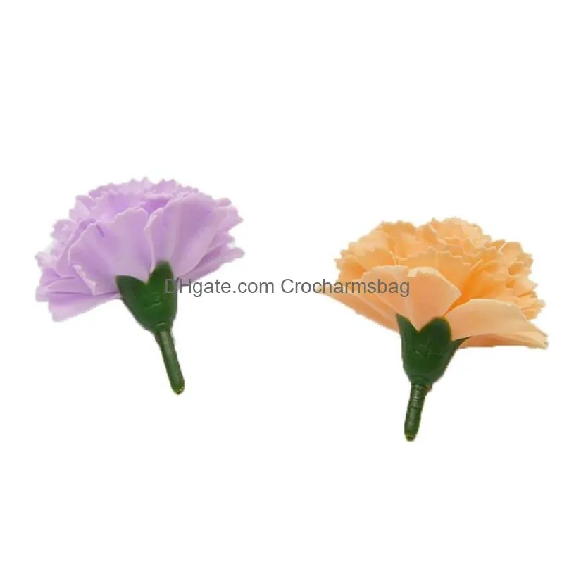 Decorative Flowers & Wreaths Decorative Flowers Wreaths 50Pcs 4Cm Mini Carnation Mother Teachers Day Thanksgiving Gift Bouquet Packagi Dhtwh