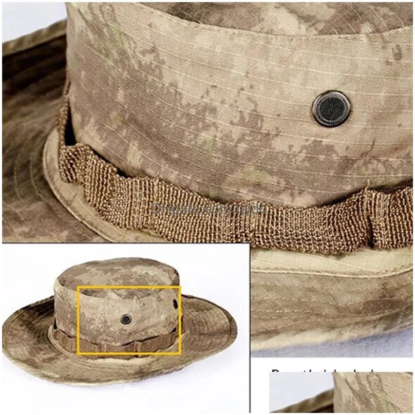 camouflage bucket hat sunhat hats foldable round edge outdoor caps mountain climbing hunting and fishing sunshade breathable travel camping hiking headwear
