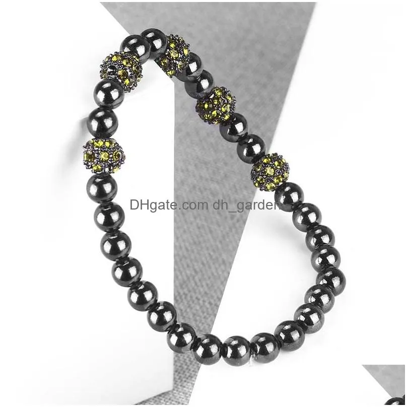 Beaded Handmade 6Mm Glossy Black Nature Stone Beads Bracelet For Women Men Elastic Jewelry Gift Wholesale Drop Delivery Jewe Dhgarden Dhdap