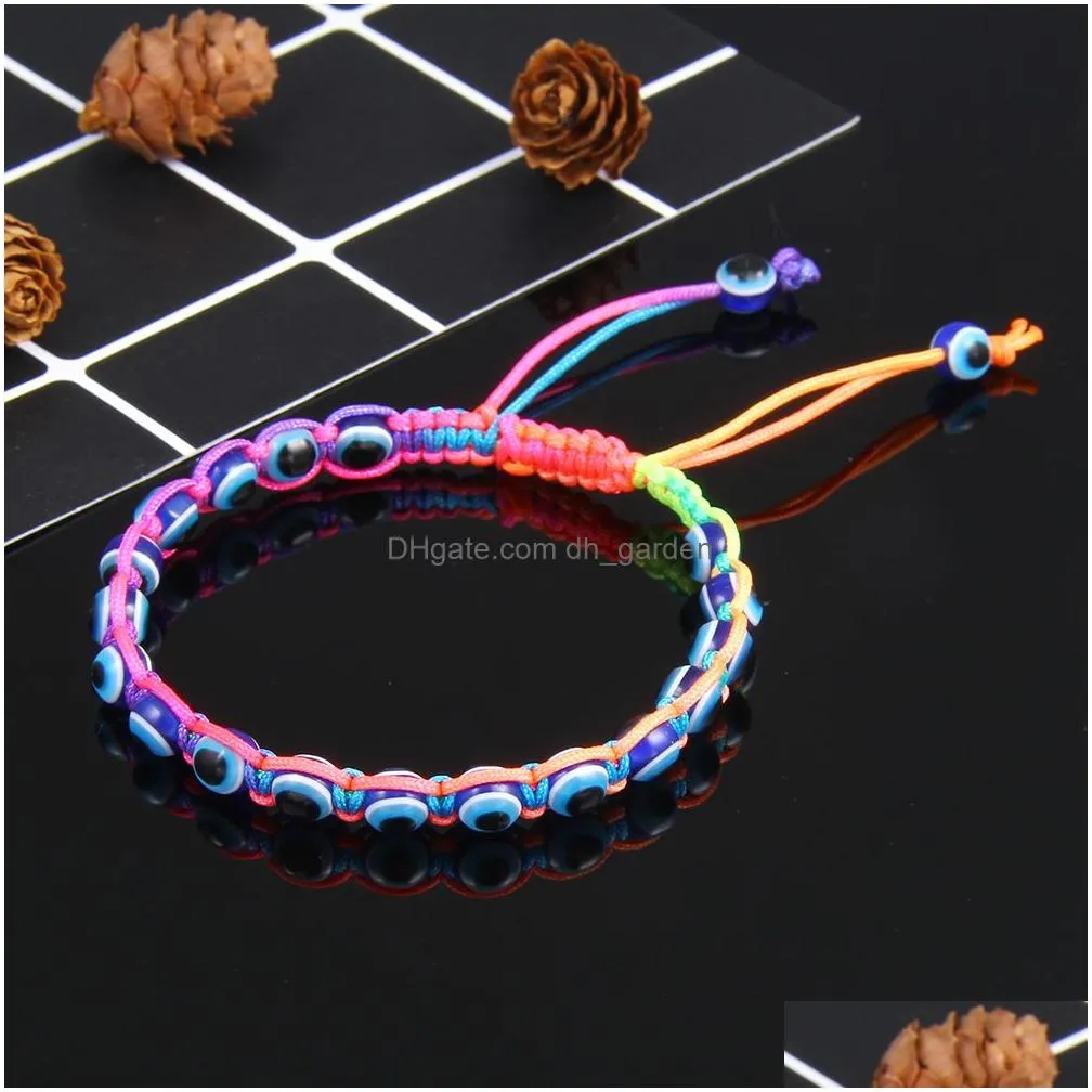 Beaded Fashion Handmade Evil Blue Eye Braided Charm Bracelet Mticolor Lucky Couuple Rope Jewelry Gift For Drop Delivery Jewe Dhgarden Dhfgi