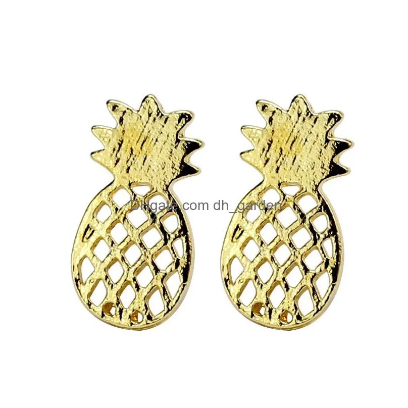 Stud Lovely Rose Gold Sliver Plated Hollow Pineapple Stud Earrings For Women Personality Design Cute Alloy Jewelry Drop Del Dhgarden Dhlpx