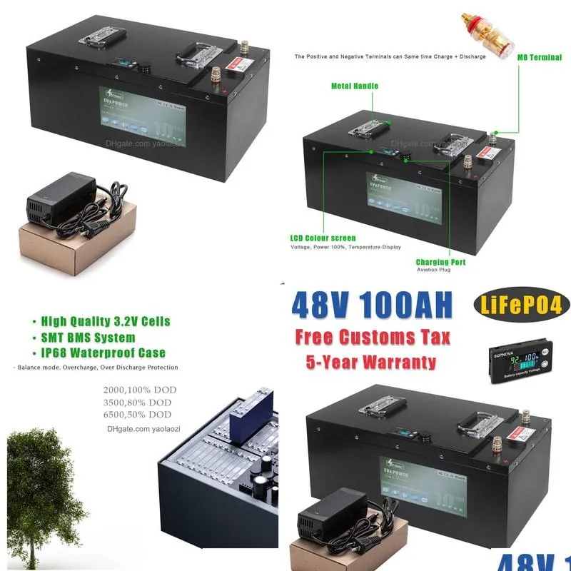 48v 100ah lifepo4 battery for 48v 3000w 5000w electric bicycle motorcycle scooter tricycle