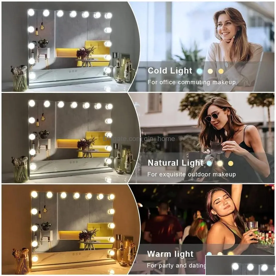 mirrors vanity mirror with lights lighted makeup mirror with 16 dimmable led bulbs for dressing room bedroom tabletop