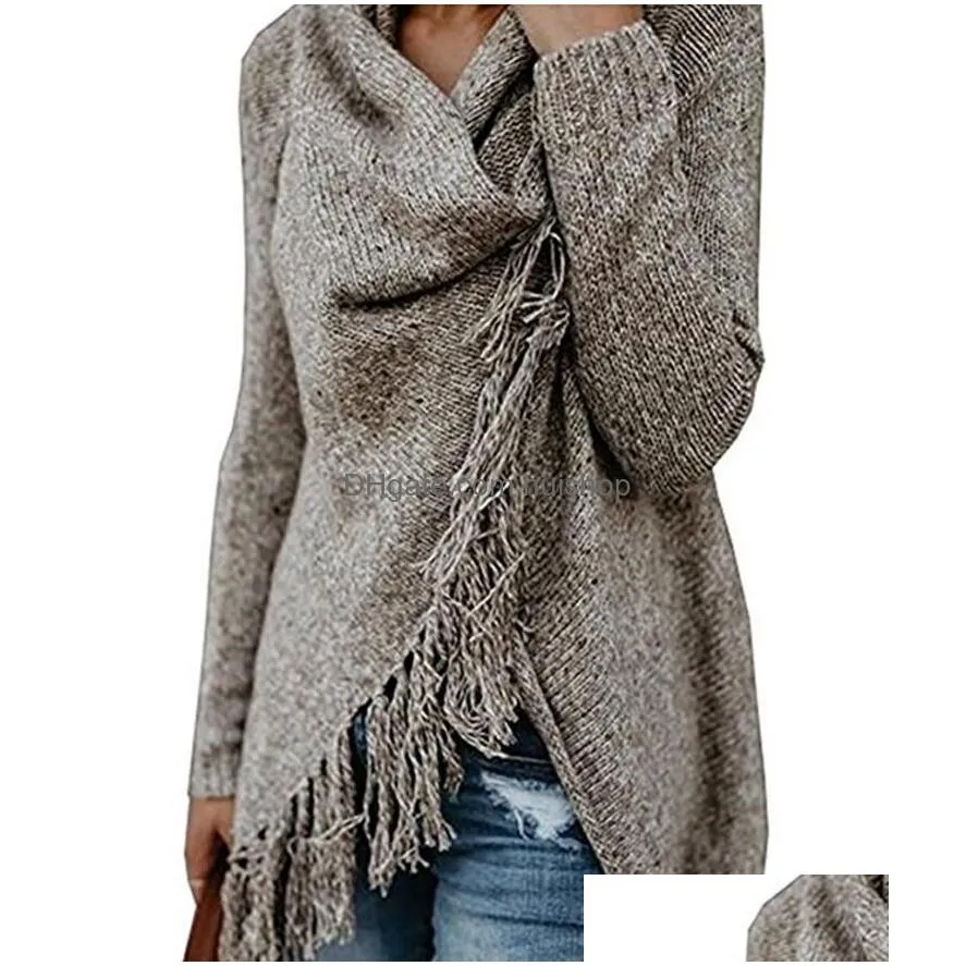 coat clothes autumn and winter cross-border european american large size womens explosion tassel knit sweater scarves gifts 4colors