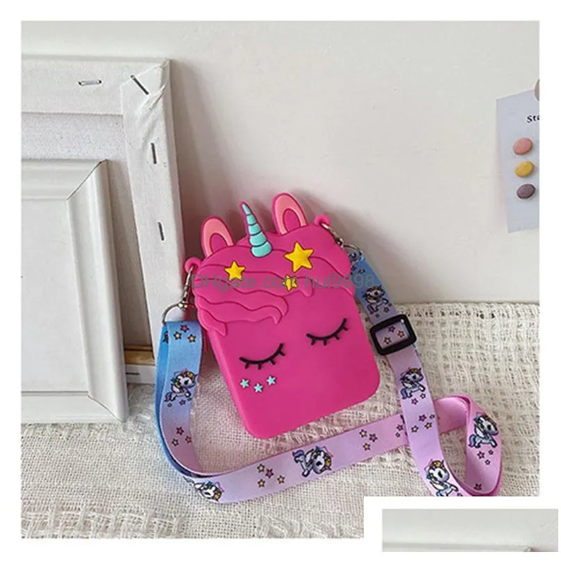 sweet princess with unicorn silicone saddle purse for children girl fashion korean style parent child bag wholesale cute little pocket