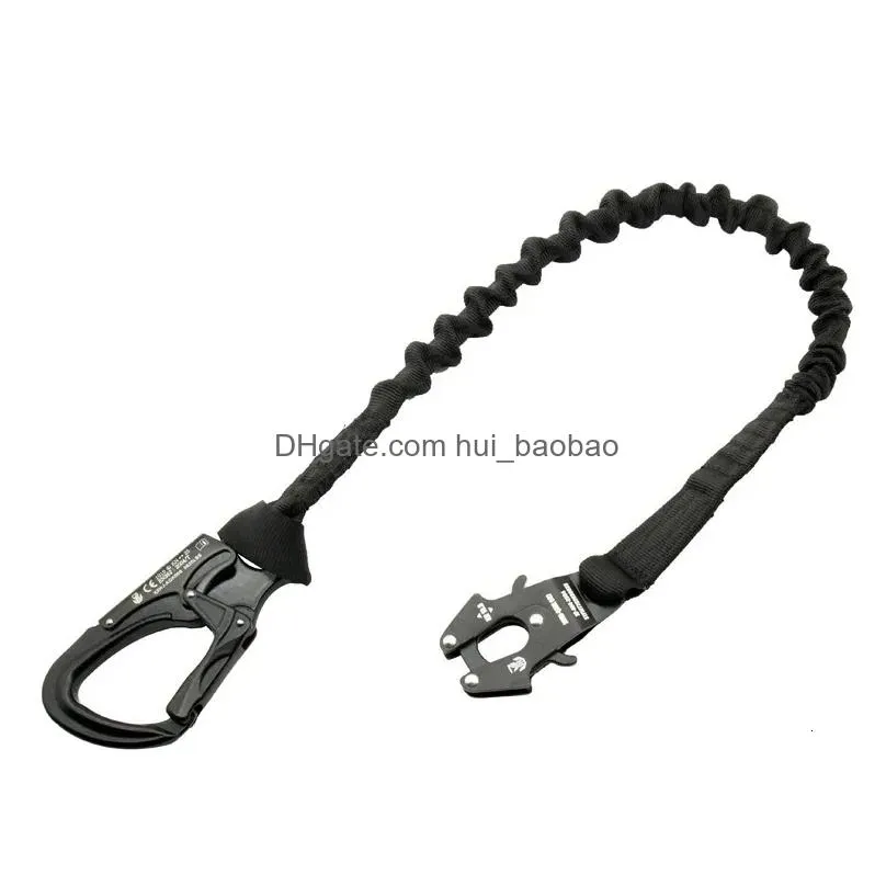 military ce certified double head safety belt outdoor climbing fast descent restraint quick release elastic rope frog buckle 240126
