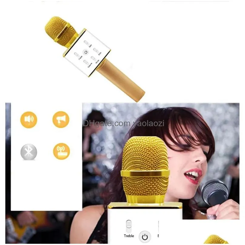 q7 handheld microphone bluetooth wireless ktv with speaker mic microfono loudspeaker portable karaoke player