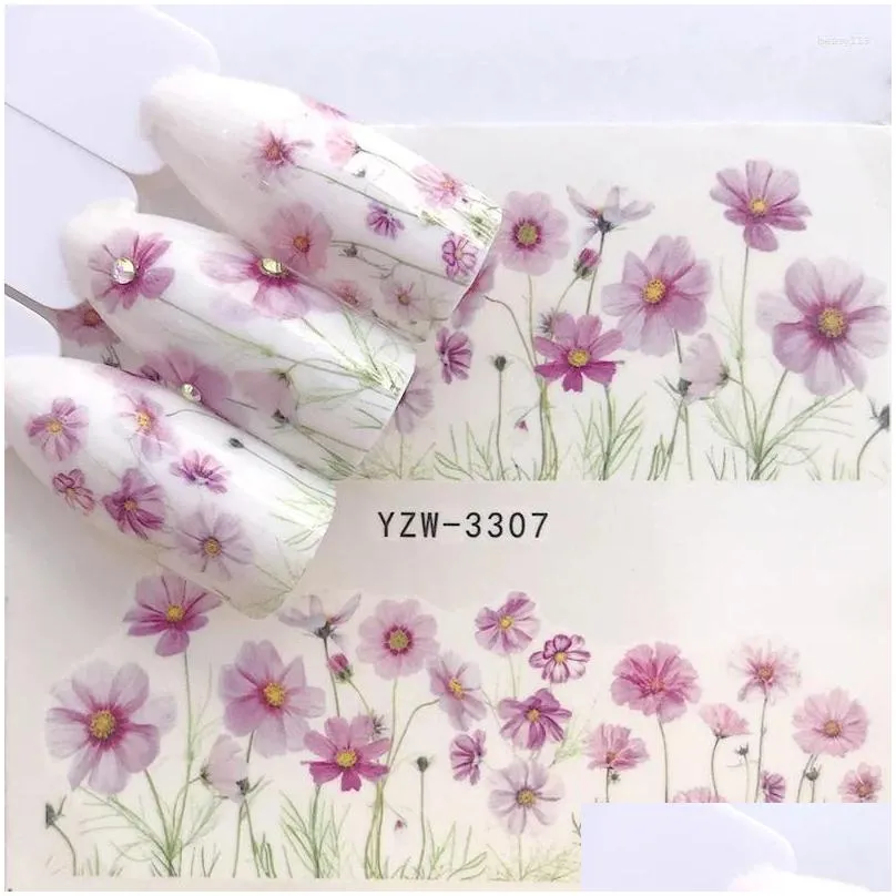 nail stickers 1pcs water decal and sticker flower giraffe simple winter slider for manicure art watermark tips