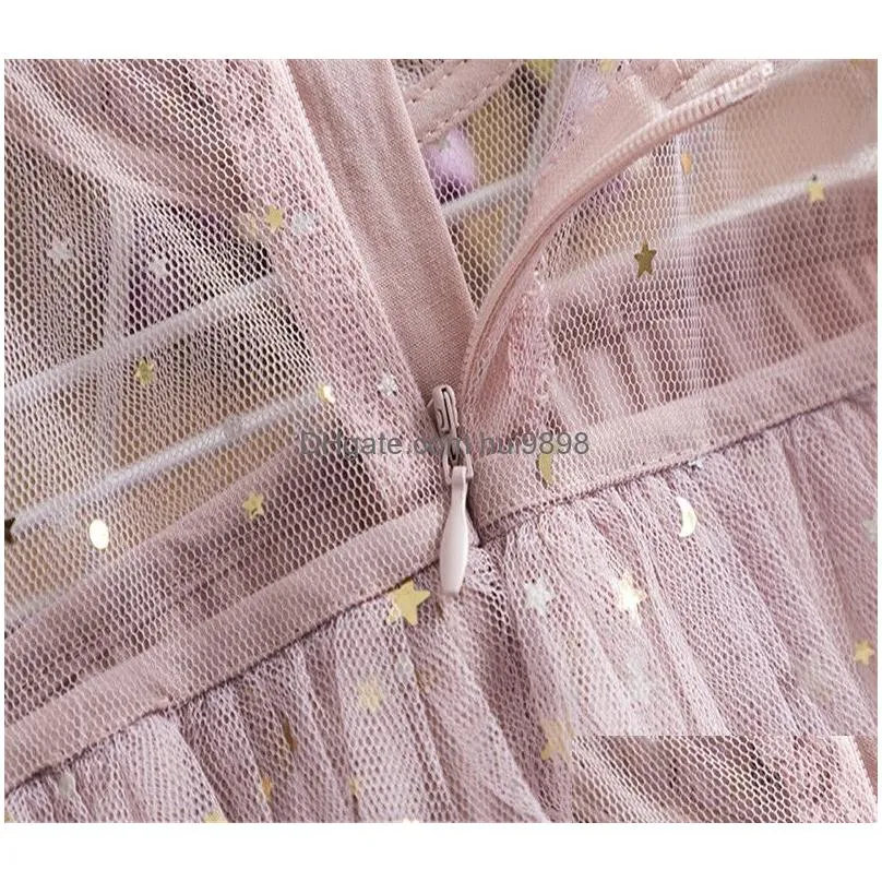 fashion baby girls dresses summer gauze net dress stars fold girl princess dress sleeveless children clothes kids clothing