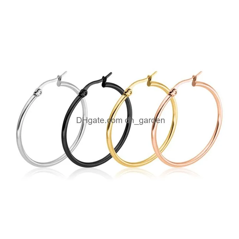 Hoop & Huggie New Arrival 316L Stainless Steel Hoop Earrings 15Mm60Mm Exaggerated Large Round Buckle For Women Gift Jewelry Dhgarden Dhgne