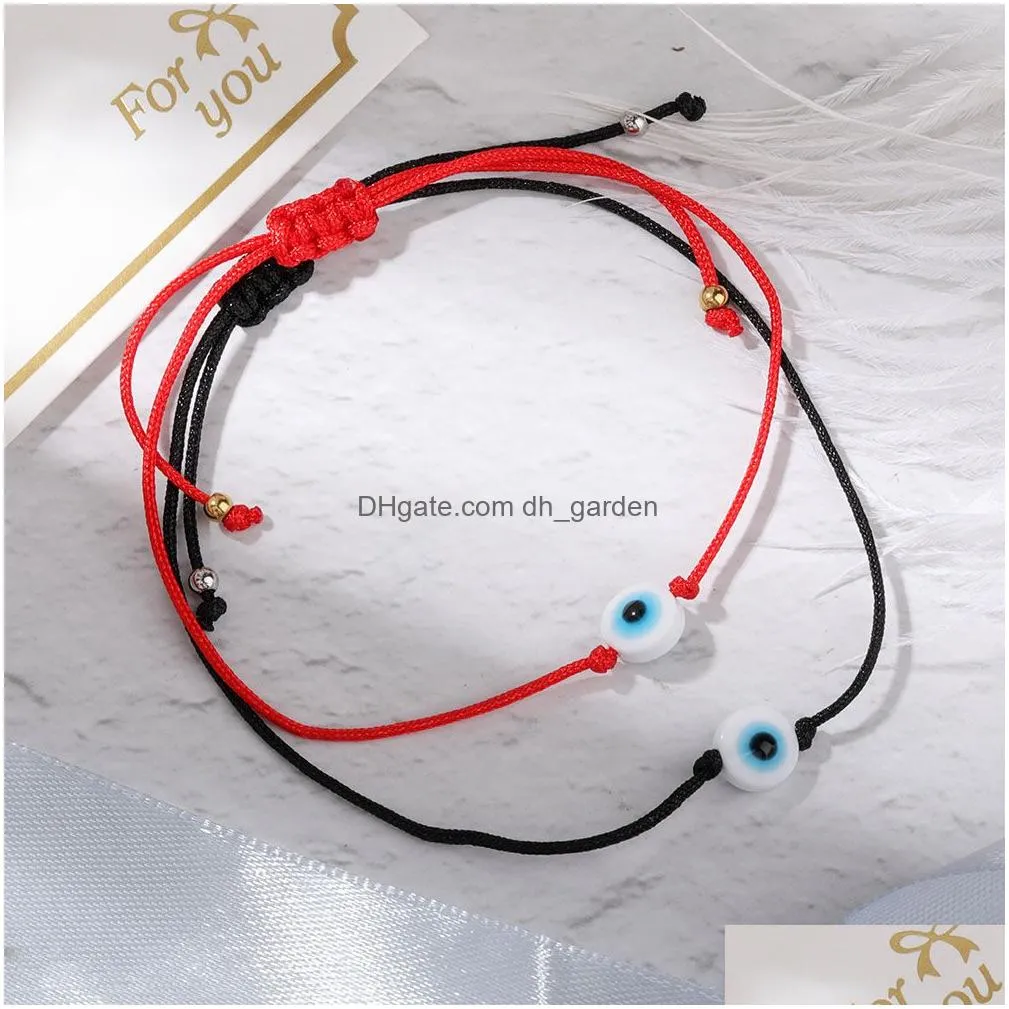 Chain Lucky Evil Blue Eye Charms Bracelets Red Stringthread Rope Chain Couple Friendship Bracelet Wish Card Jewelry For Wom Dhgarden Dhk64