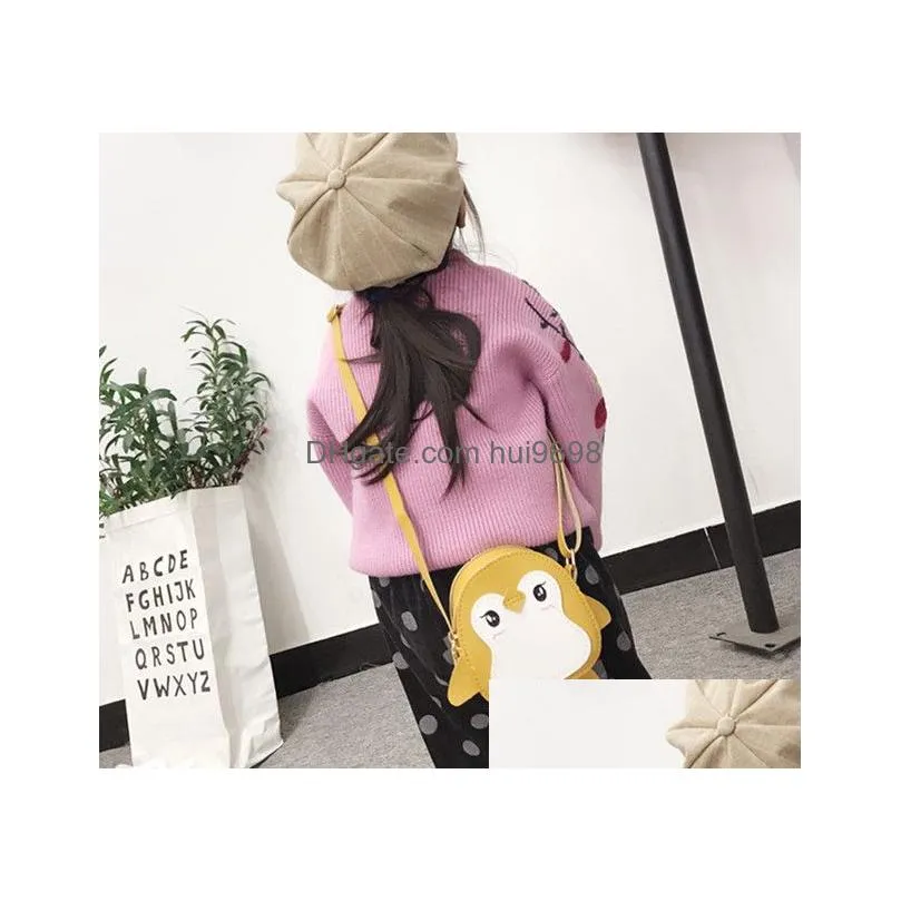 hardware wallet kids purses est korean cartoon little penguin mini princess purses fashion girls pu chain cross-body bags birthday