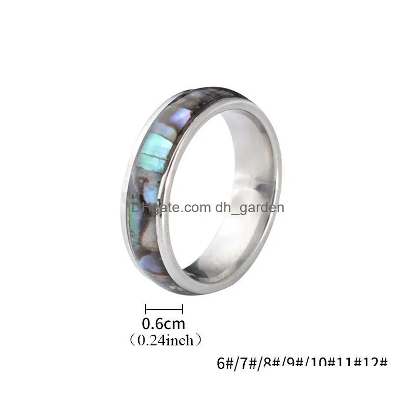 Cluster Rings Stainless Steel Shellhard Abalone Couples Finger Rings Pickable 6-12 Size Wedding Engagement Ring For Women M Dhgarden Dhmym