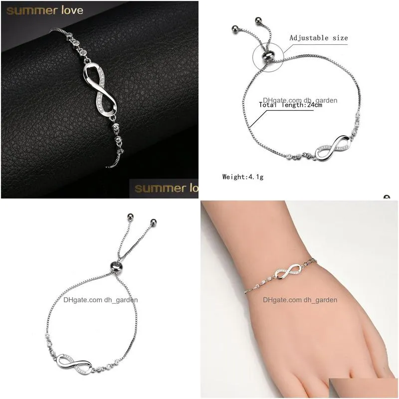 Chain New Fashion Sier Color Infinite Bracelet Bangle Delicate Simple Personalized Infinity 8 Symbol Chain Adjustable Brace Dhgarden Dhaak