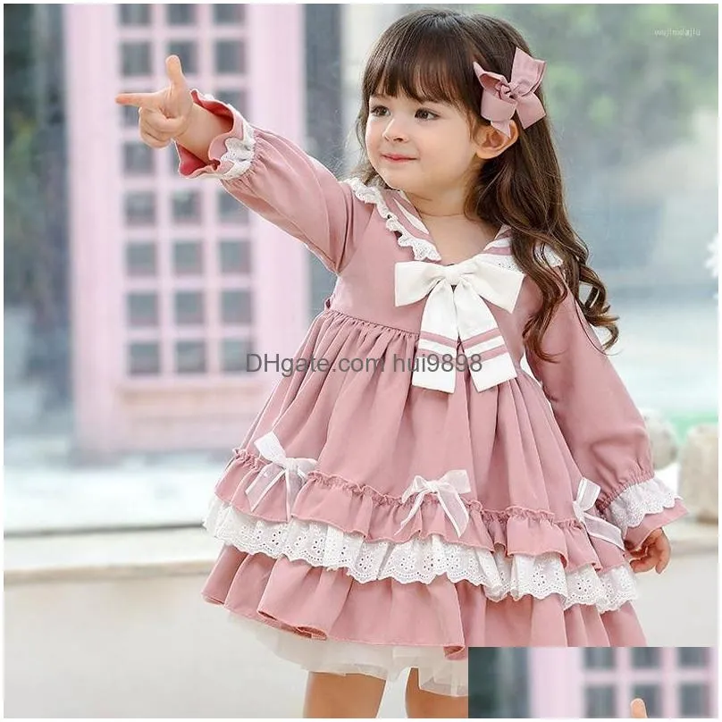 girl dresses baby princess lace dress spring autumn child vintage embroidery birthday party costume long sleeves clothes