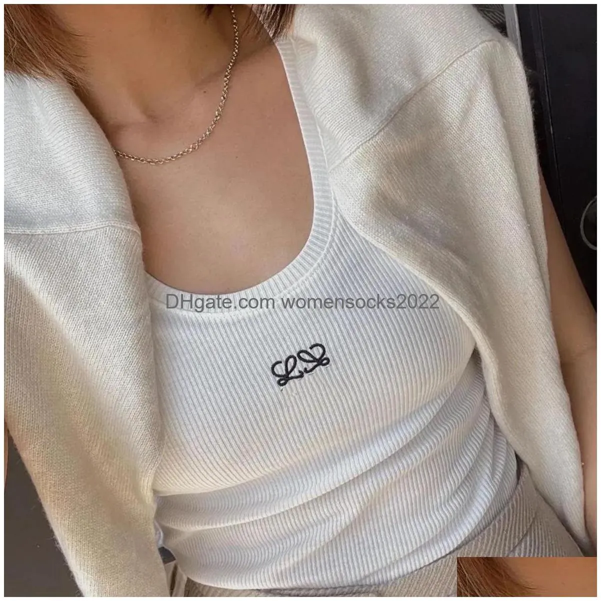 designer womens tank top luxury sexy embroidered summer logo short knitwear classic fashion slim-fit top