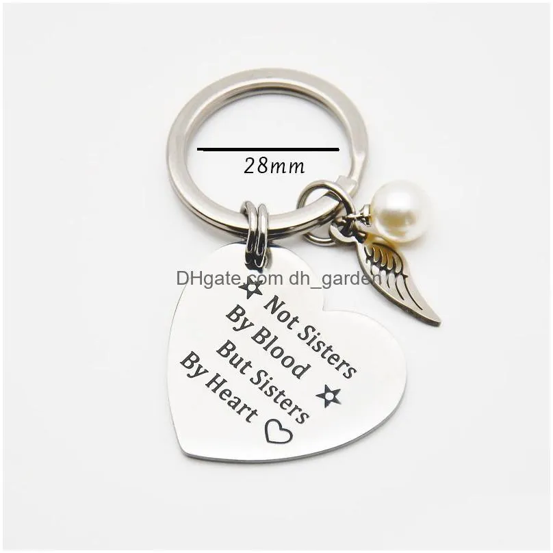 Key Rings Personalized Sister Stainless Steel Keychain Engraved Not Sisters By Blood But Heart Keyring Key Chains Pendant D Dhgarden Dhhul