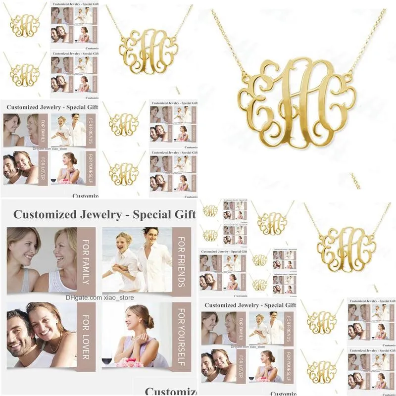 custom monogram necklace fashion bold statement initial letter pendant necklace goldcolor necklace for womencolares femininos v3534493