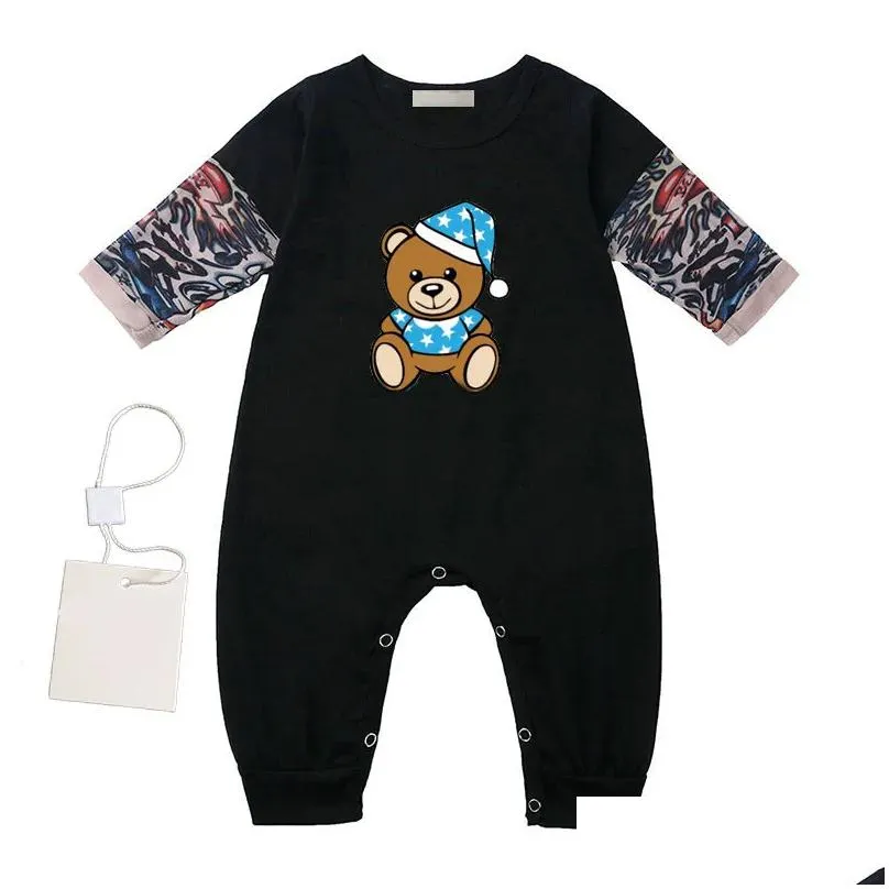 Jumpsuits In Stock Kids Designer Rompers Baby Boy Girl Long Sleeve 100% Cotton Clothes Cartoon Classic Letters Newborn Jumpsuits Aaa D Dh6Pn