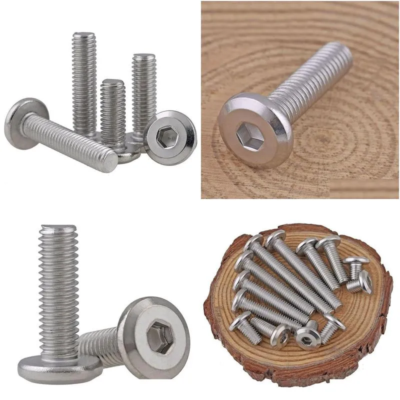 Bolts Wholesale 304 Stainless Steel Flat Round Head Furniture Screw Accessories Beveled Hexagonal Screws Chamfered Drop Delivery Offic Otqwt