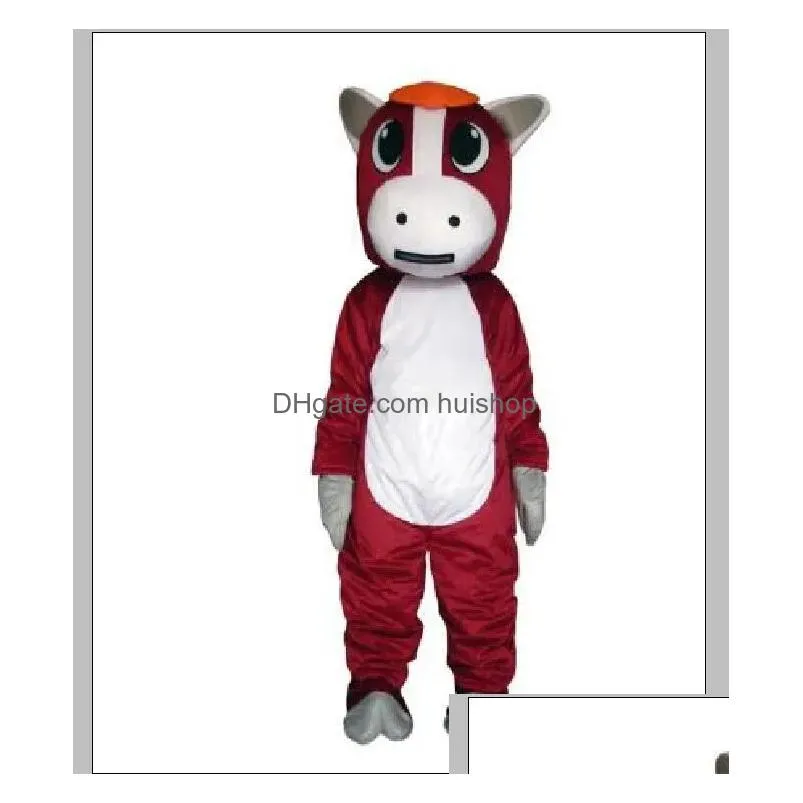 halloween classic version red horse mascot costumes cartoon character adult women men dress carnival unisex adults