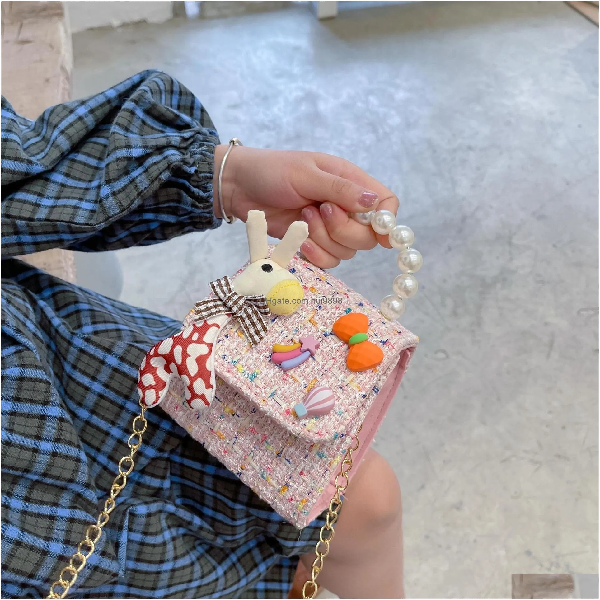 sweet princess accessories pearl childrens messenger purse girl fashion korean parent child bag wholesale cute bow and treasure pocket