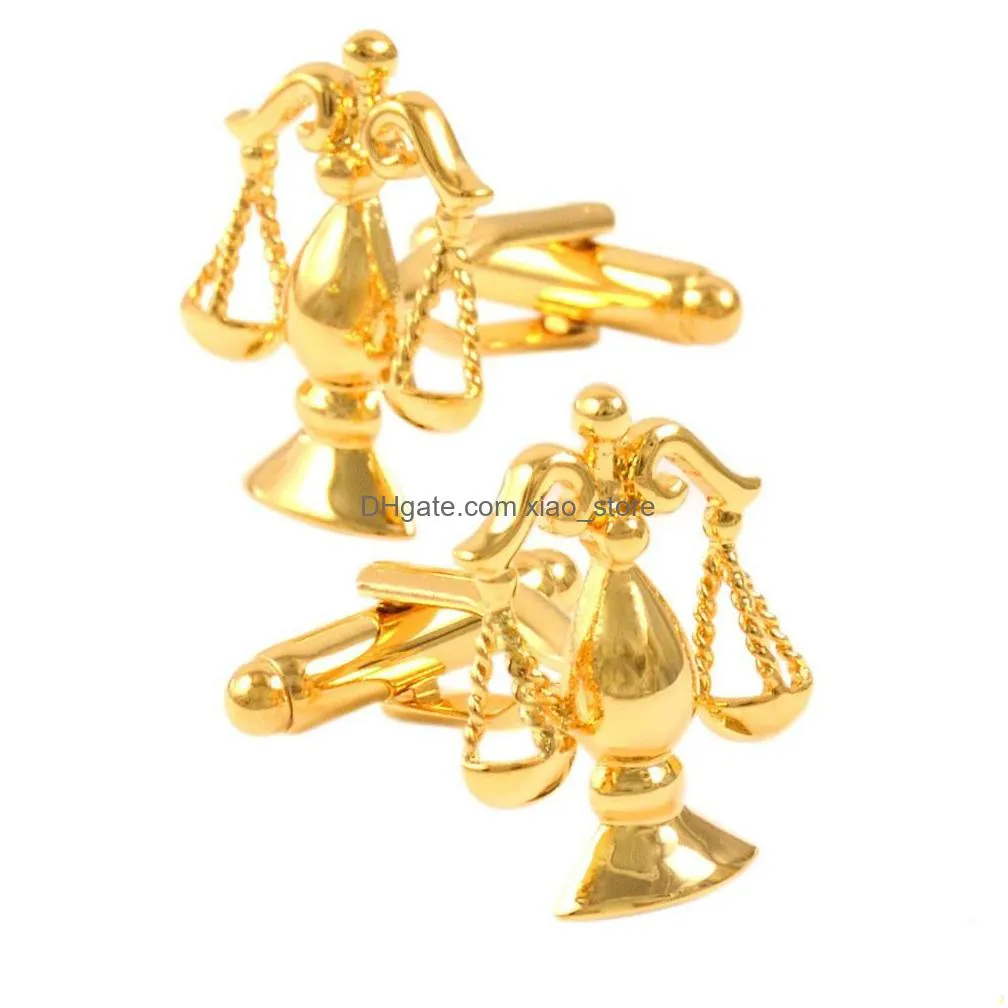 savoyshi brand gold color balance scales cufflinks for mens accessories high quality novelty retro cufflinks fashion jewelry8866446