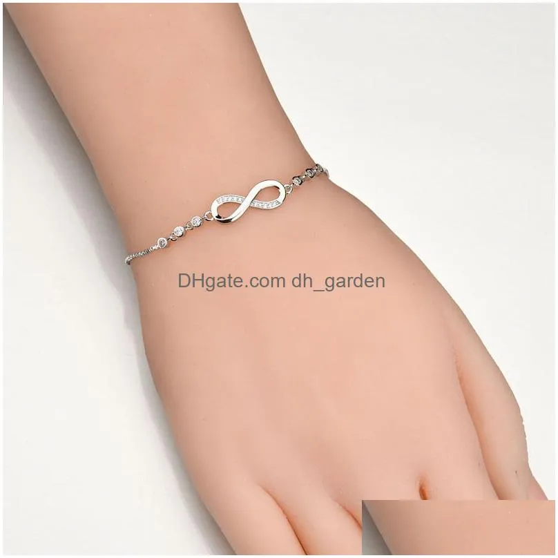 Chain New Fashion Sier Color Infinite Bracelet Bangle Delicate Simple Personalized Infinity 8 Symbol Chain Adjustable Brace Dhgarden Dhaak