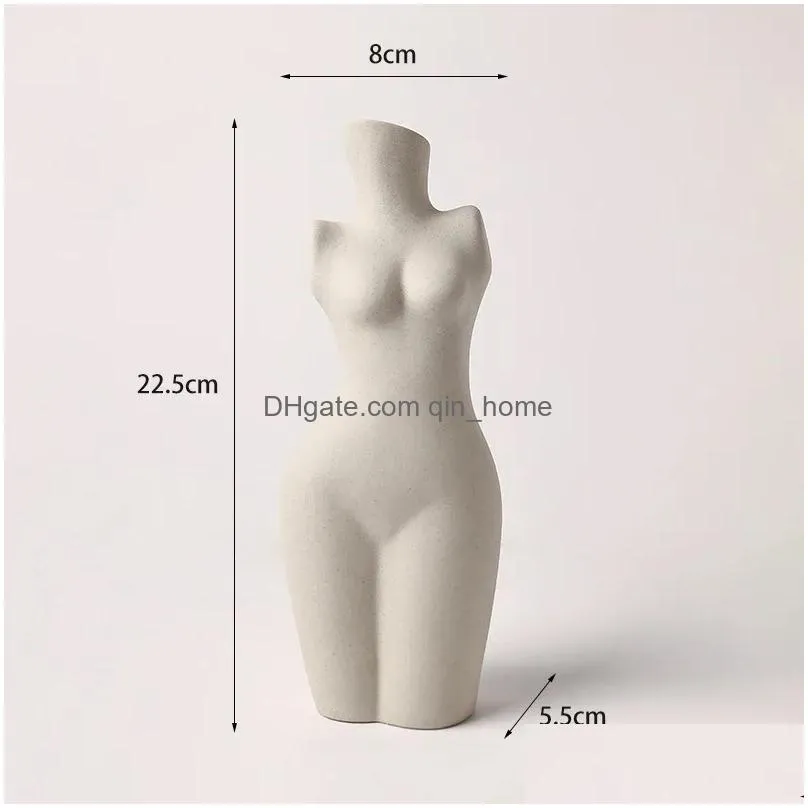 vases human body styling art vase silent wind ceramic vase sculpture white primitive embryo floral organ ins els home decorate