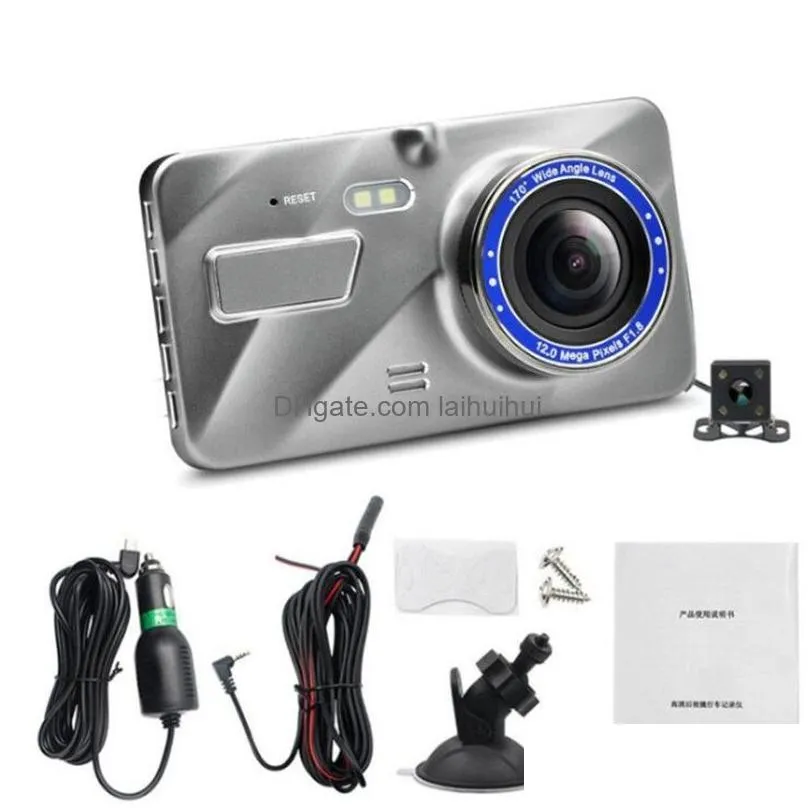 Car Dvr A10 4 Inch Hd 1080P Dual Lens Video Recorder Dash Cam Smart G-Sensor Rear Camera 170 Degree Wide Angle Tra Resolution Drop D Dhw3Z