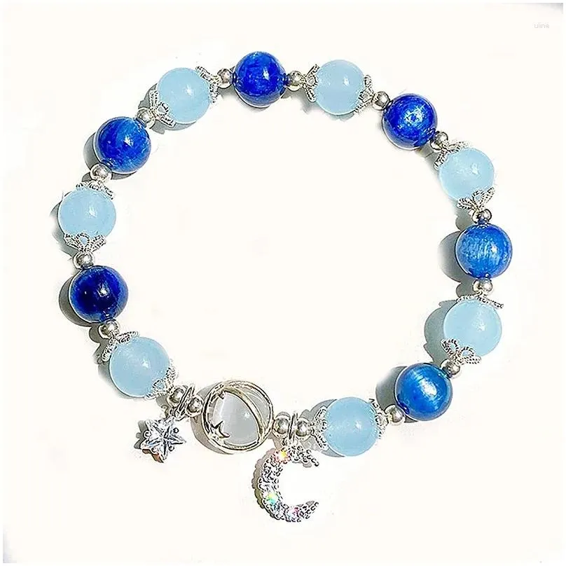 Chain Link Bracelets Fashion Exquisite Moonlight Star Moon Crystal Bracelet Light Luxury Elastic For Girls Women Jewelry Accessories Otiy5