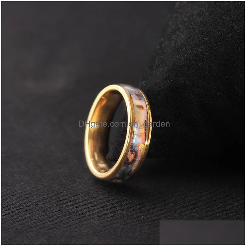 Cluster Rings Stainless Steel Shellhard Abalone Couples Finger Rings Pickable 6-12 Size Wedding Engagement Ring For Women M Dhgarden Dhmym