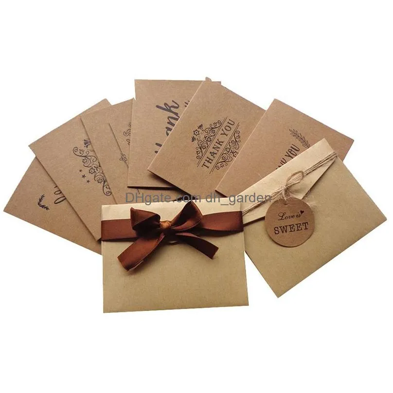 Other 6 Set Lot 4C Priting Kraft Paper Thank You Greeting Birthday Cards Envelope Seal Sticker Customizable Card Thanksgivin Dhgarden Dhzup