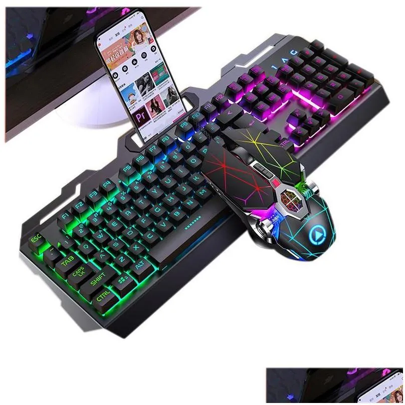 mechanical keyboard and mouse set wired usb computer notebook gaming keypad pc teclado clavier gamer completo tastiera rgb delux