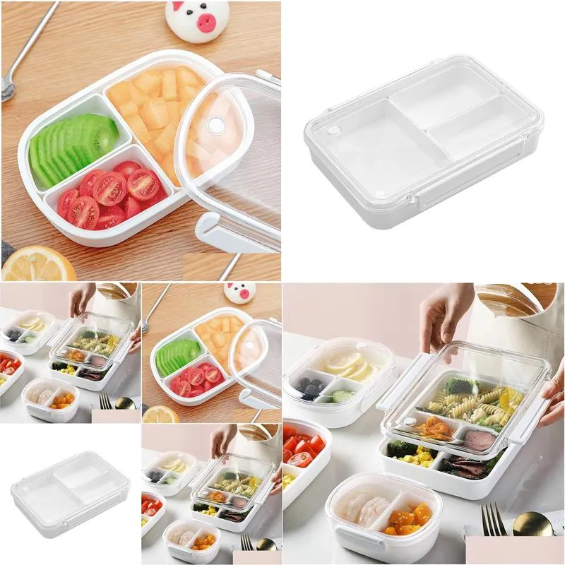 Lunch Boxes&Bags Large Capacity Microwave Heated Lunch Box Portable Sealed Bento Divided -Kee Student Office Drop Delivery Home G Ots91