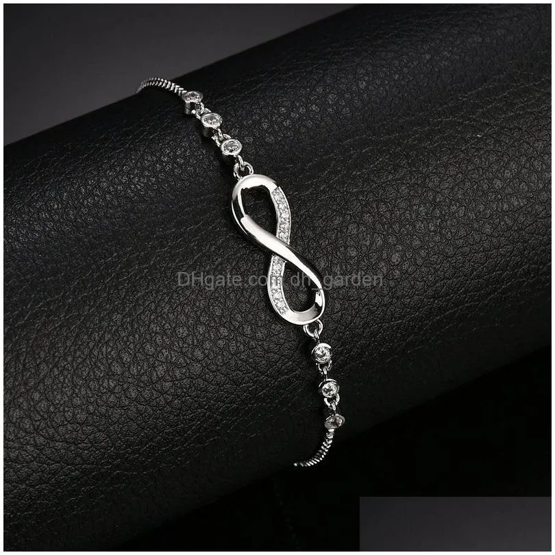 Chain New Fashion Sier Color Infinite Bracelet Bangle Delicate Simple Personalized Infinity 8 Symbol Chain Adjustable Brace Dhgarden Dhaak