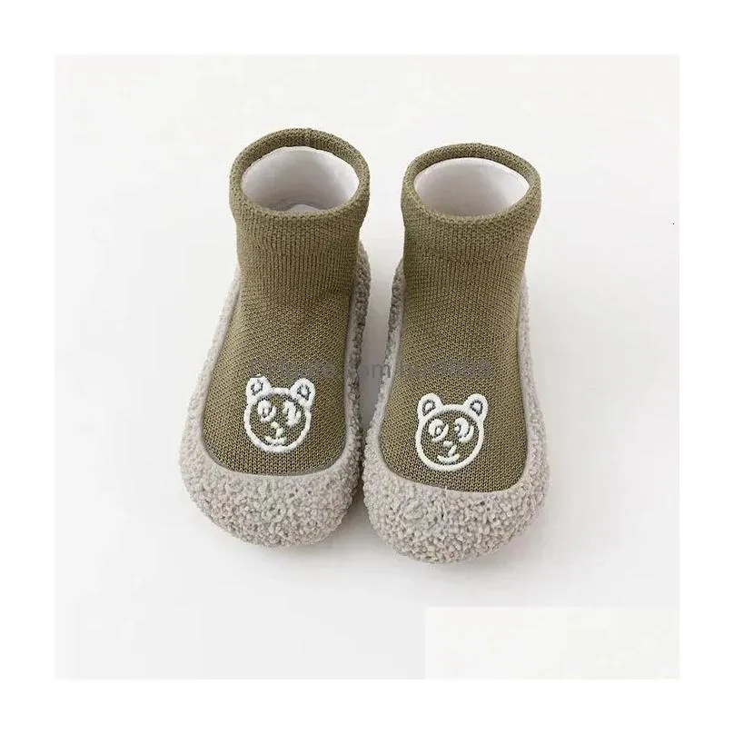 baby shoes cotton first infant toddler walker boys girls kids soft rubber knit booties antislip 240124