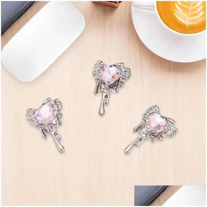 nail art decorations fashionable accessories heart-shaped manicure 10pcs 3d heart faux rhinestones for diy phone case jewelry women