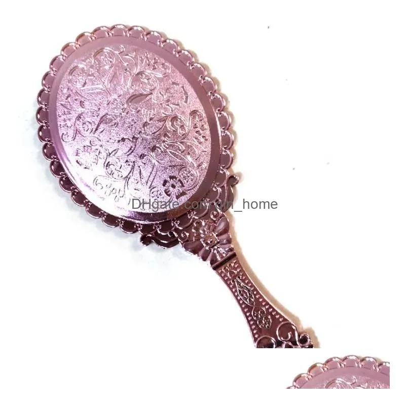 mirrors 100pcs mini portable vintage mirror handhold makeup mirror floral oval round cosmetic hand held with handle for women 