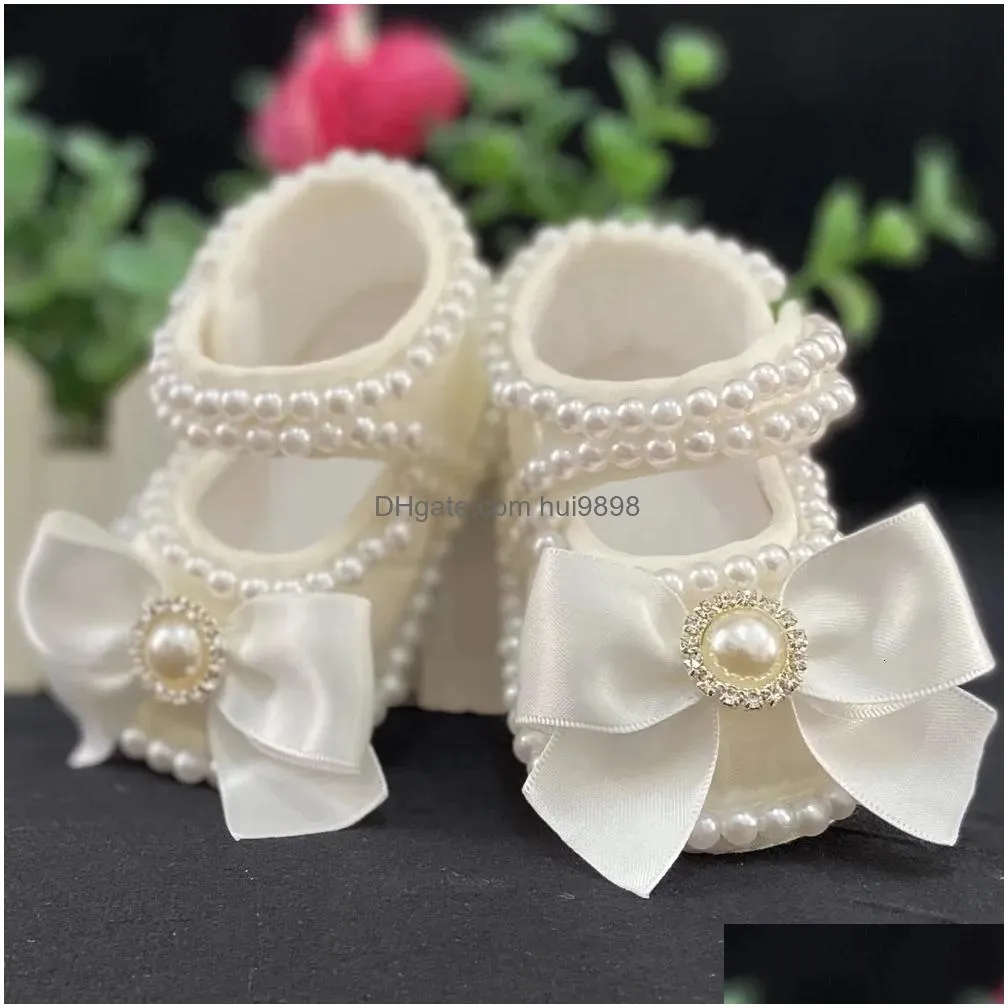 first walkers dollbling lace surface baby girls infant born princess shoes sparkly glitter soft bow buckle toddler 231213