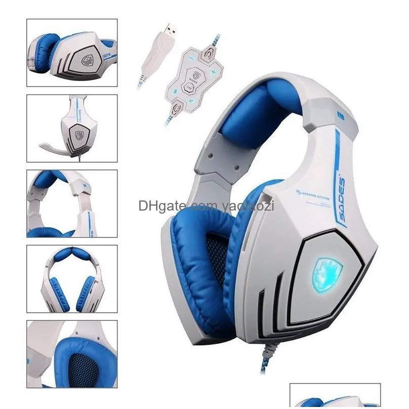 sades a60 usb virtual 7.1 gaming headset wired headphones deep bass vibration casque headphone with microphone for gamer