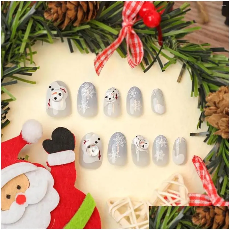 false nails round edge press-on nail no fading short christmas artificial for salon expert and naive women