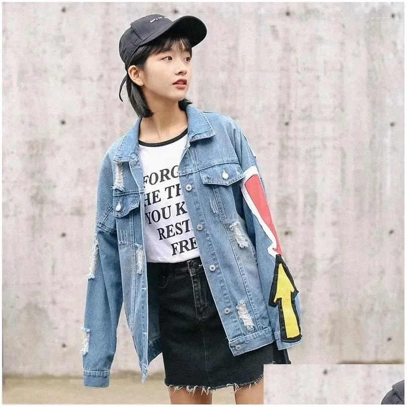 women`s jackets indie designs denim jacket women lapel single breasted loose  korean little angel aesthetic outwears